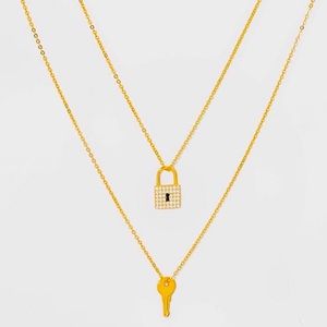 NWT BaubleBar SugarFix 14K Gold Lock and Key Layered Necklace